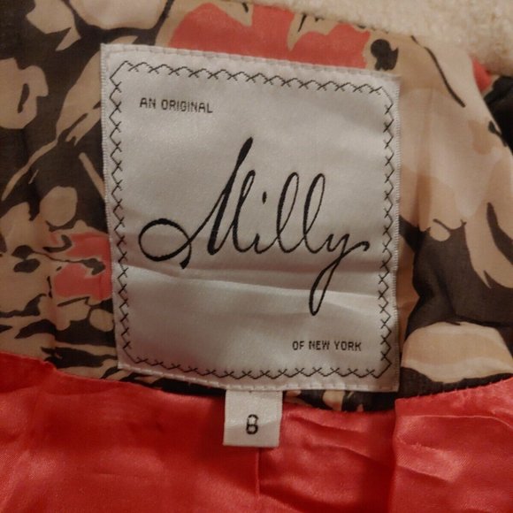 Milly New York Spring Coat Wool Cream Belted Boucle Total Glam Made in USA - Picture 4 of 9